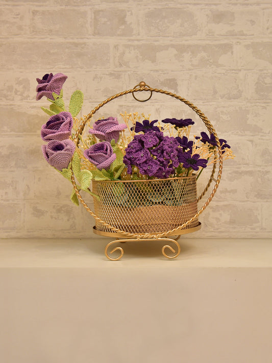 Floral Arrangement_Enchanting Harmony Purple Roses N Daisies