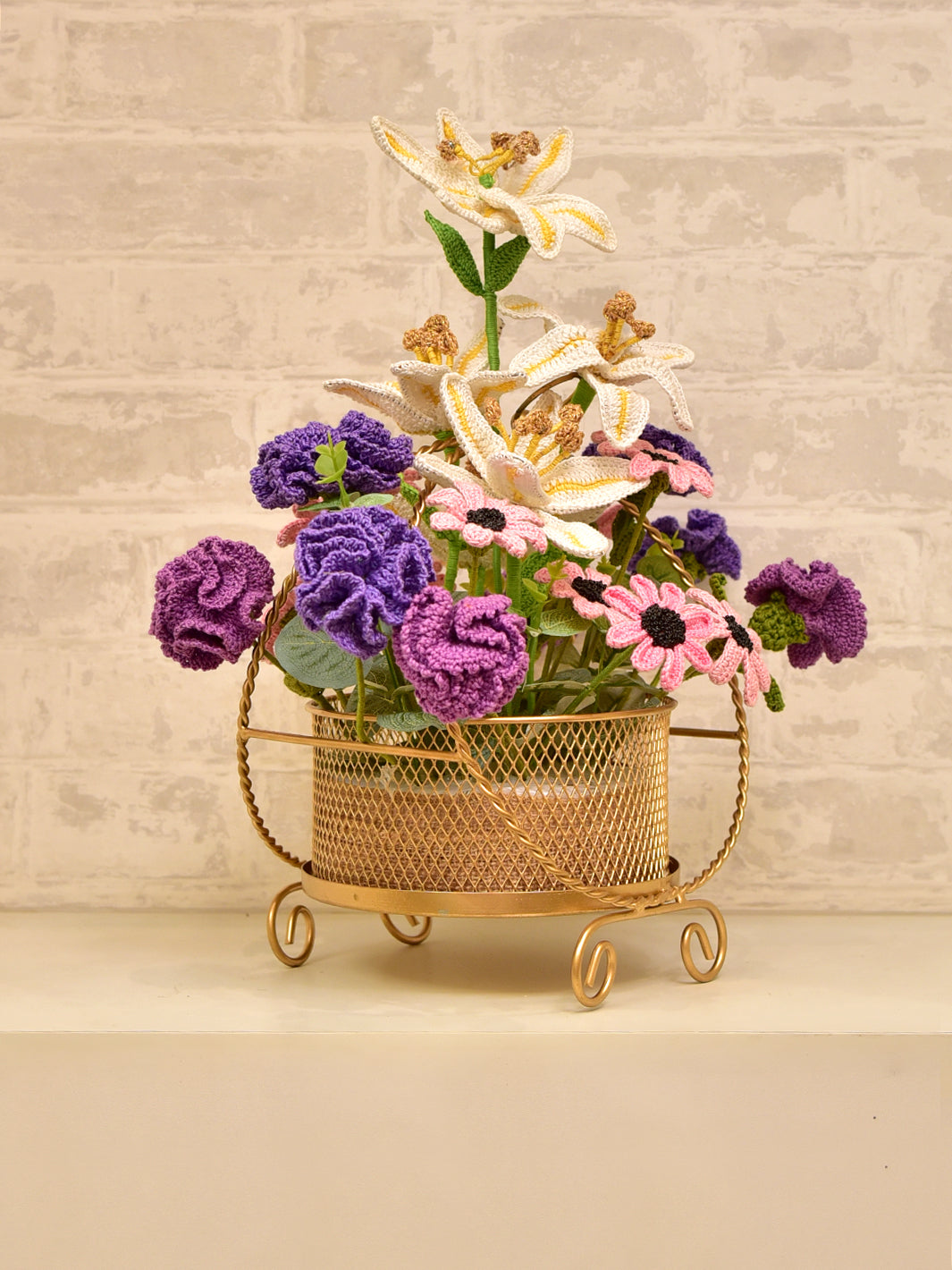 Floral Arrangement_Whimsical Charm Purple Carnation Pink_Daisies N Lillies