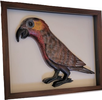 Wooden-Handcrafted-Frame_Kaka-Parrot-Family